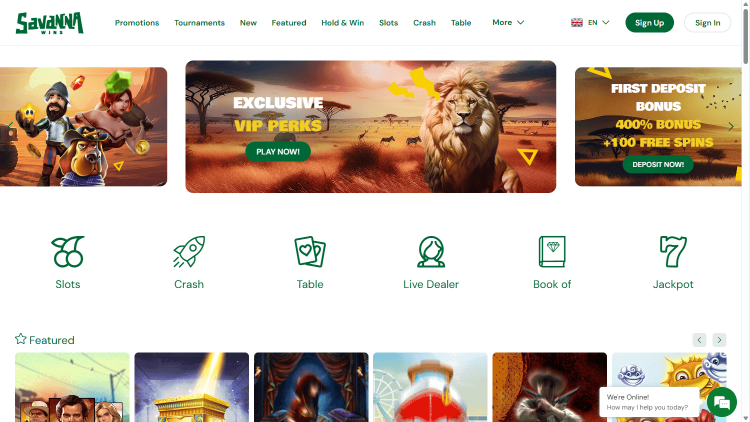 Savanna Wins Casino Desktop screenshot