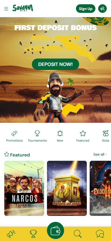 Savanna Wins Casino Mobile screenshot